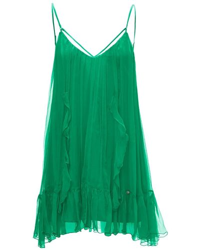 Nissa Backless Silk Mini Dress - Green