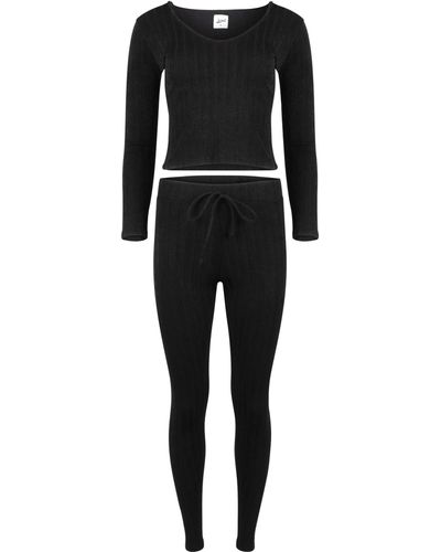 Lezat Miranda Cozy Sweater Hoodie & legging Set - Black