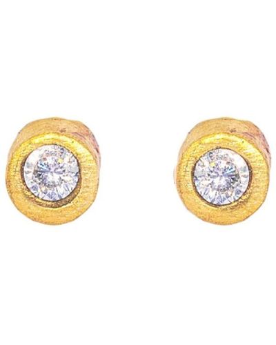 Lily Flo Jewellery Disco Dot Diamond Stud Earrings - Metallic