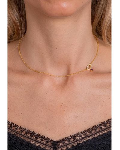 Lavani Jewels Zircon "o" Initial Necklace - Orange