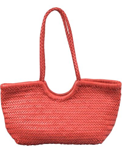 Rimini Woven Leather Beach Bag 'alessia' - Red