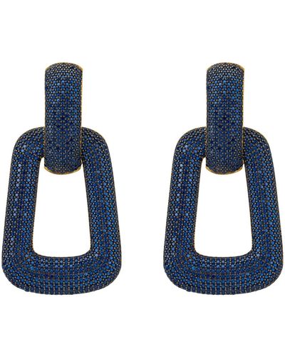 LÁTELITA London Geo Trapezoid Link Drop Earrings Gold Sapphire Cz - Blue
