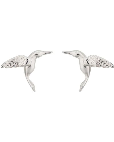 Lily Charmed Sterling Hummingbird Stud Earrings - Metallic