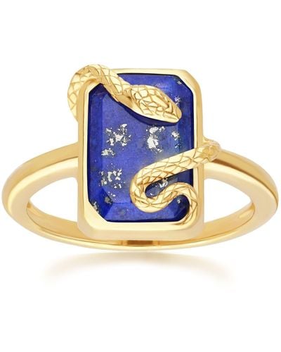 Gemondo Lapis Lazuli Snake Wrap Ring In Gold Plated Sterling Silver - Blue