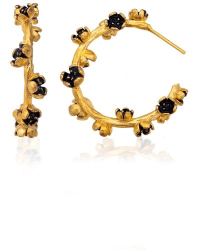 Milou Jewelry Large Flower Hoop Earrings - Black