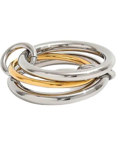 Olivia Le Evelyn Mixed Metal Stack Ring - White