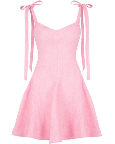 Lily Phellera Kaya Mini Linen Dress - Pink