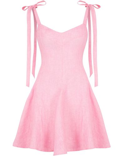 Lily Phellera Kaya Mini Linen Dress - Pink