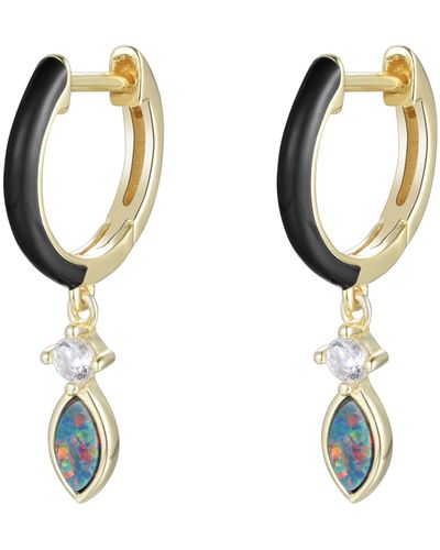 KAMARIA Enamel Opal huggie Earrings - Metallic