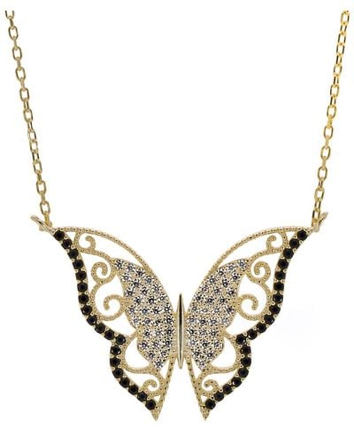 Ebru Jewelry Gold Sparkly Joyful Butterfly Necklace - Metallic