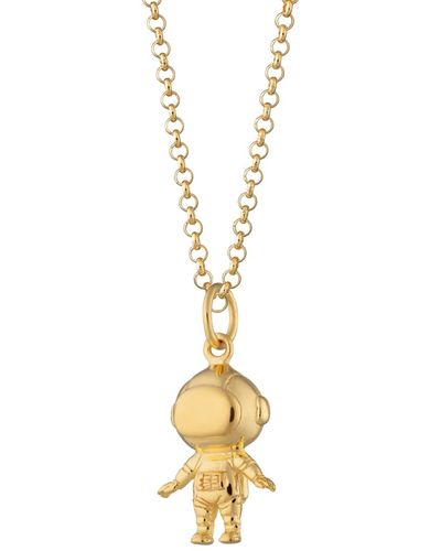 Lily Charmed Plated Astronaut Necklace - Metallic