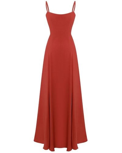 Lily Phellera Nora Maxi Dress In Salmon Pink - Red