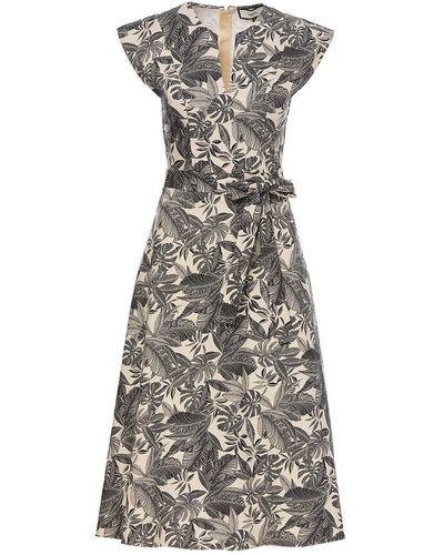 Nissa Midi Dress Printed Cotton - Gray