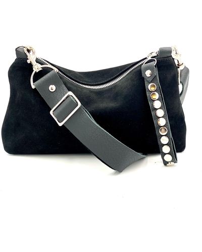 Lynn Tallerico New Nancy Handbag In Black Suede - Blue
