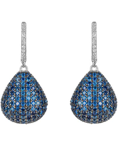 LÁTELITA London Valerie Pear Drop Gemstone Earrings Silver Sapphire Blue