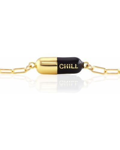 Kris Nations Chill Pill Enamel Bracelet Gold Filled & Black Enamel - Multicolor