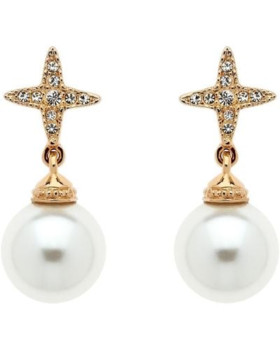 Emma Holland Jewellery Gold Crystal Star & Pearl Earrings - Metallic