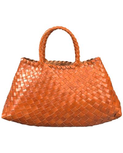 Rimini Woven Leather Tote 'elisabetta' - Orange
