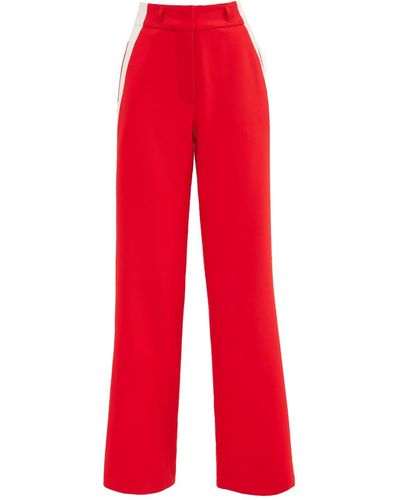 Julia Allert Stylish High Waisted Straight Trousers - Red