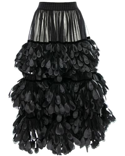 Silvia Serban 3d Application & Volumetric Ruffles Skirt - Black