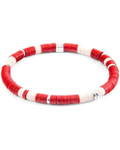 Anchor and Crew Red Malawi Silver & Vinyl Disc Bracelet - Multicolour