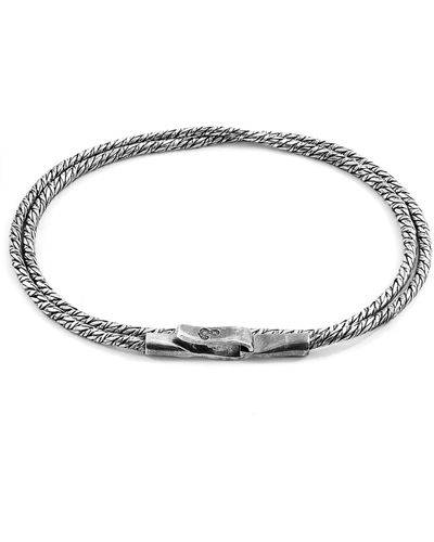 Anchor and Crew Forestay Double Sail Silver Chain Bracelet - Metallic