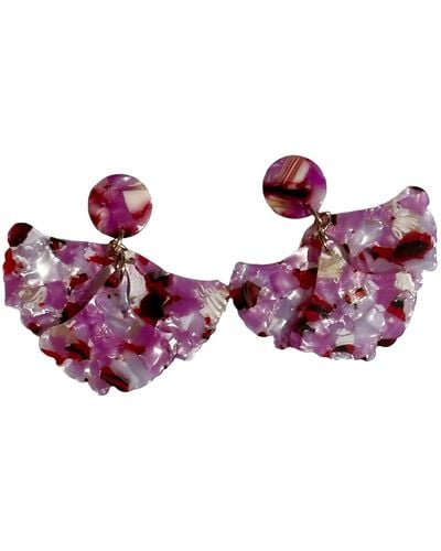 CLOSET REHAB Mini Petal Drop Earrings In Hi Barbie - Purple