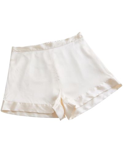 Soft Strokes Silk Neutrals Pure Mulberry Silk Shorts High-waisted In Cream - White