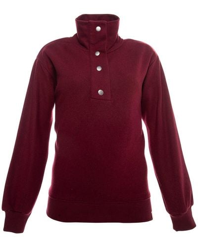 Bee & Alpaca High Neck Buttoned Sweater - Red
