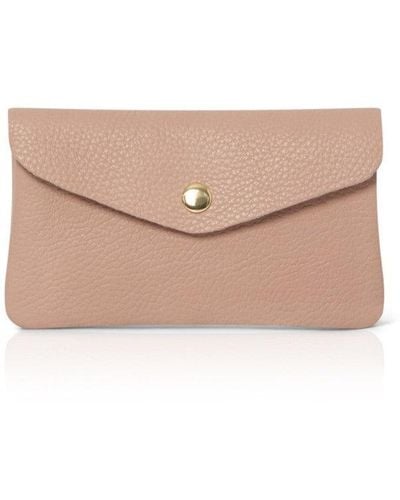 Betsy & Floss Medium Popper Leather Purse In Blush - Natural