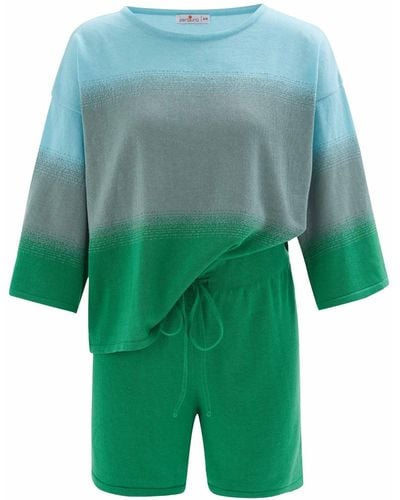 Peraluna Siri Knitted Blouse & Shorts In Nile - Green