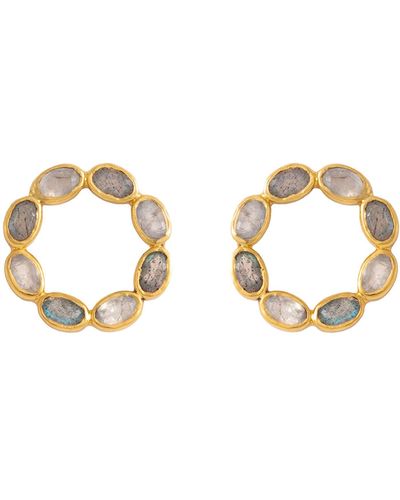 Lavani Jewels White & Gray Circular Karma Earrings - Metallic