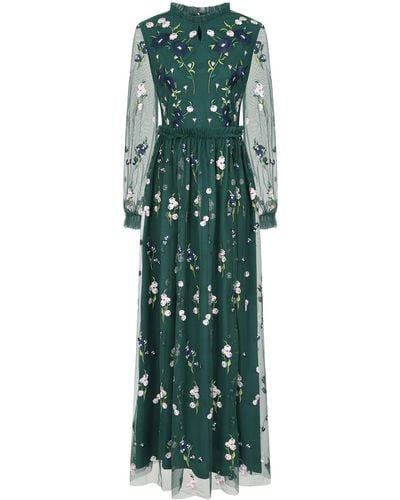 Frock and Frill Rydia Floral Embroidered Maxi Dress - Green