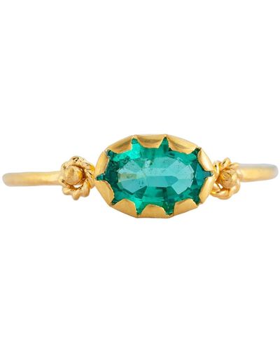 Emma Chapman Jewels Grecian Gold Emerald Stacking Ring - Green