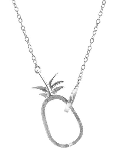 Anchor and Crew Tropical Pineapple Link Paradise Necklace Pendant - Metallic