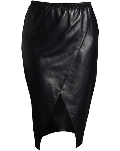 Something Wicked Lexi Leather Wrap Skirt Mid Length - Black