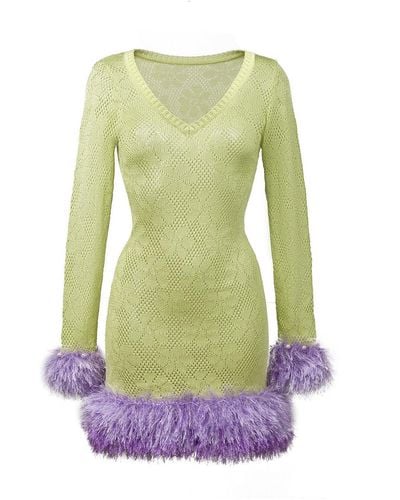 Andreeva Tropic Knit Dress With Handmade Details - Green