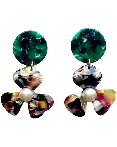 CLOSET REHAB Pearl Water Poppy Drop Earrings In More Color, Less Problems! - Green
