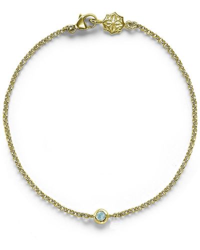 Dower & Hall Single Aquamarine Dewdrop Chain Bracelet In Vermeil - Metallic