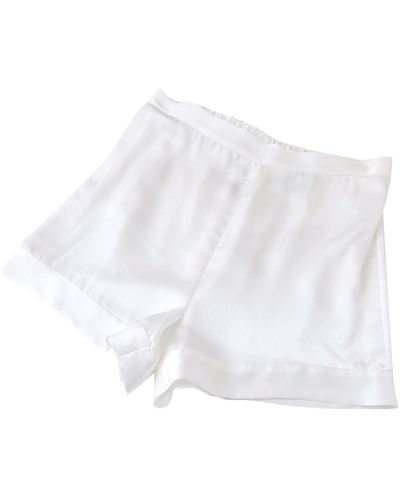 Soft Strokes Silk Pure Mulberry Silk Shorts High-waisted - White