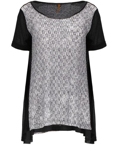 Conquista Jersey Knit Style Short Sleeve Top - Black
