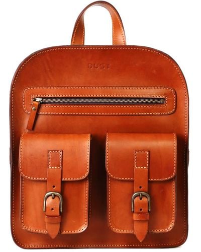 THE DUST COMPANY Leather Backpack In Cuoio Brown Soho Collection - Orange