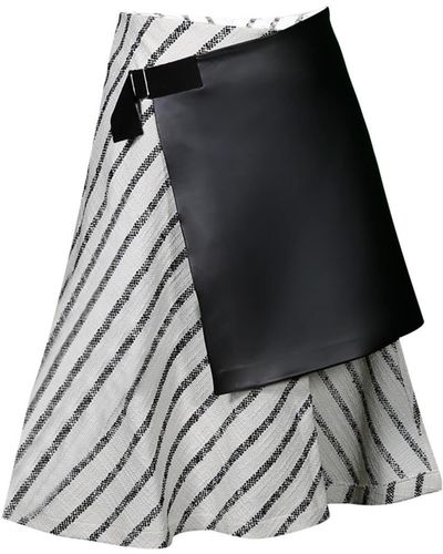 Mirimalist Wrap Striped Skirt - Black