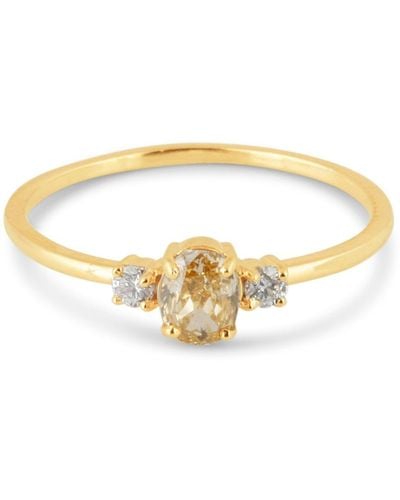 Trésor Champagne Diamond In Centre & Diamond Ring In 18k Yellow Gold - Metallic