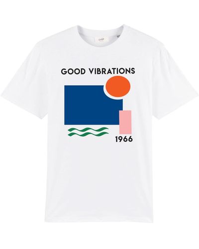 Fanclub Good Vibrations Oversized Retro Slogan T-shirt - Blue
