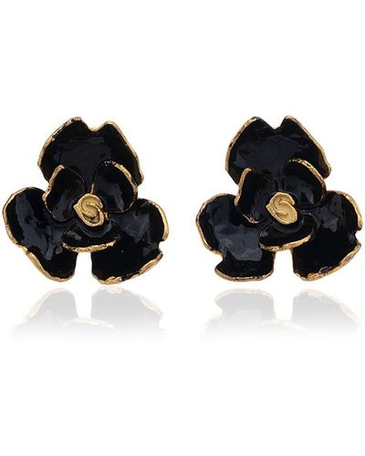 Milou Jewelry Rose Flower Earrings - Black