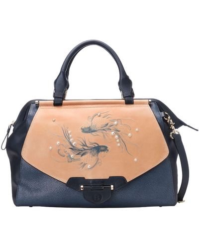 Bellorita Koi Satchel Leather Bag Large - Blue