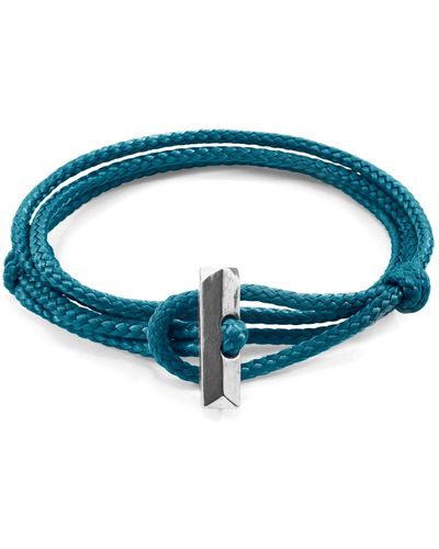Anchor and Crew Ocean Oxford Silver & Rope Bracelet - Blue