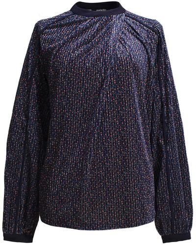 Smart and Joy Velvet Blouse With Liberty Print And Satin Bias - Blue