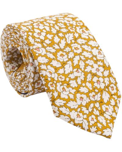 LE COLONEL Mustard Liberty Feather Meadow Tie - Metallic